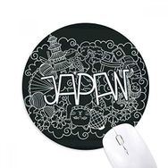 Dıythinker Japonya Siyah Beyaz Tapınak Şanslı Kedi Baskılı Yuvarlak Kaymaz Kauçuk Mouse Pad