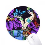 Dıythinker Kadın Kelebek Romantik Ay Işığı Ağaç Baskılı Yuvarlak Kaymaz Kauçuk Mouse Pad