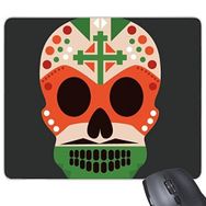 Dıythinker Kafatası Haç Meksika Kültürü Bayrak Renkli İllüstrasyon Dikdörtgen Kaymaz Kauçuk Mouse Pad