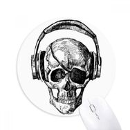 Dıythinker Kafatası Kulaklık Müzik Çılgın Desen Baskılı Yuvarlak Kaymaz Kauçuk Mouse Pad