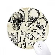 Dıythinker Kafatası Kulaklık Müzik Enstrüman Desenli Baskılı Yuvarlak Kaymaz Kauçuk Mouse Pad