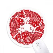 Dıythinker Kağıt Kesme Balık Festival Baskılı Yuvarlak Kaymaz Kauçuk Mouse Pad