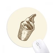 Dıythinker Kahverengi El Çizimi Fincan Dondurma Baskılı Yuvarlak Kaymaz Kauçuk Mouse Pad