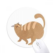 Dıythinker Kahverengi Şişman Kedi Hayvan Suluboya Baskılı Yuvarlak Kaymaz Kauçuk Mouse Pad