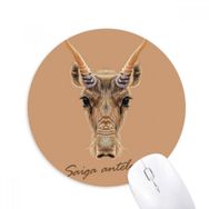 Dıythinker Kahverengi Vahşi Saiga Antilop Hayvan Baskılı Yuvarlak Kaymaz Kauçuk Mouse Pad