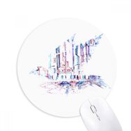 Dıythinker Kalabalık Arabalar Gökdelen Suluboya Baskılı Yuvarlak Kaymaz Kauçuk Mouse Pad