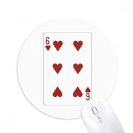 Dıythinker Kalp 6 Kartı Desenli Baskılı Yuvarlak Kaymaz Kauçuk Mouse Pad