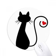 Dıythinker Kalp Kedi Oturur Sihouette Hayvan Baskılı Yuvarlak Kaymaz Kauçuk Mouse Pad