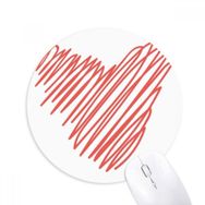 Dıythinker Kalp Kırmızı Çizgi Çizim Sevgililer Günü Baskılı Yuvarlak Kaymaz Kauçuk Mouse Pad