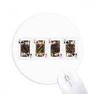 Dıythinker Kalp Kürek Elmas Kulüp J Desenli Baskılı Yuvarlak Kaymaz Kauçuk Mouse Pad