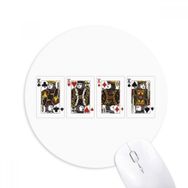 Dıythinker Kalp Kürek Elmas Kulüp K Desenli Baskılı Yuvarlak Kaymaz Kauçuk Mouse Pad
