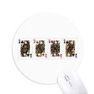 Dıythinker Kalp Kürek Elmas Kulüp Q Desenli Baskılı Yuvarlak Kaymaz Kauçuk Mouse Pad