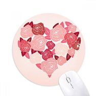 Dıythinker Kalp Şekilli Güller Sevgililer Günü Baskılı Yuvarlak Kaymaz Kauçuk Mouse Pad