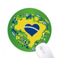 Dıythinker Kalp Şeklinde Sipariş Brezilya Haritaları Baskılı Yuvarlak Kaymaz Kauçuk Mouse Pad