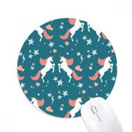 Dıythinker Kalp Şimşek Yıldız Tek Boynuzlu At Desenli Baskılı Yuvarlak Kaymaz Kauçuk Mouse Pad
