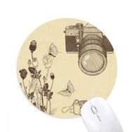 Dıythinker Kamera Gül Kelebek Güzel Stil Baskılı Yuvarlak Kaymaz Kauçuk Mouse Pad