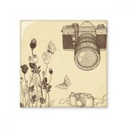 Dıythinker Kamera Gül Kelebek Güzel Stil Seramik 10x10 cm Seramik Karo