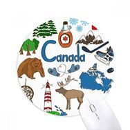 Dıythinker Kanada Landscap Hayvanlar Ulusal Bayrak Baskılı Yuvarlak Kaymaz Kauçuk Mouse Pad