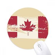 Dıythinker Kanada Lezzeti Bayrağı ve Akçaağaç Yaprağı Baskılı Yuvarlak Kaymaz Kauçuk Mouse Pad