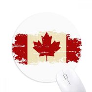 Dıythinker Kanandiya Bayrağı ve Akçaağaç Yaprağı Baskılı Yuvarlak Kaymaz Kauçuk Mouse Pad