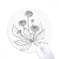 Dıythinker Karahindiba Çiçek Açan Siyah Beyaz Çiçekler Baskılı Yuvarlak Kaymaz Kauçuk Mouse Pad