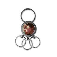 Dıythinker Karakter Yağlı Boya Kız Çelenk Çiçek Sanat İllüstrasyon Desen Metal Anahtarlık