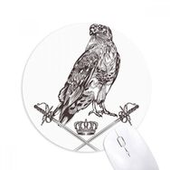 Dıythinker Kartal Kılıç Taç Hayvan Barok Stil Baskılı Yuvarlak Kaymaz Kauçuk Mouse Pad