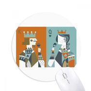 Dıythinker Kartları İllüstrasyon K Q Desenli Baskılı Yuvarlak Kaymaz Kauçuk Mouse Pad