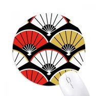 Dıythinker Katlanır Fan Kırmızı Siyah Altın Baskılı Yuvarlak Kaymaz Kauçuk Mouse Pad