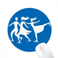 Dıythinker Kayak Kış Spor Mavi Siluet Desenli Baskılı Yuvarlak Kaymaz Kauçuk Mouse Pad