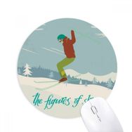 Dıythinker Kayak Tahtası Kış Spor İllüstrasyon Baskılı Yuvarlak Kaymaz Kauçuk Mouse Pad