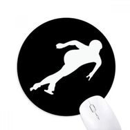 Dıythinker Kaykay Kış Spor Siyah Siluet Baskılı Yuvarlak Kaymaz Kauçuk Mouse Pad