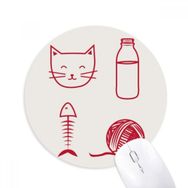 Dıythinker Kedi Balık Yünü Top Şişe Baskılı Yuvarlak Kaymaz Kauçuk Mouse Pad