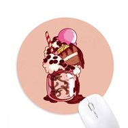 Dıythinker Kek Bisküvi Krem Çikolata Dondurma Baskılı Yuvarlak Kaymaz Kauçuk Mouse Pad