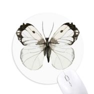 Dıythinker Kelebek Beyaz Koyu Kanatlı Baskılı Yuvarlak Kaymaz Kauçuk Mouse Pad
