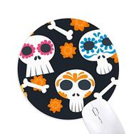 Dıythinker Kemikler Kafatası Çiçek Meksika Kültürü İllüstrasyon Baskılı Yuvarlak Kaymaz Kauçuk Mouse Pad