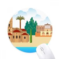 Dıythinker Kıbrıs Ulusal Kent Simgesi Binası Baskılı Yuvarlak Kaymaz Kauçuk Mouse Pad