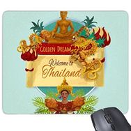 Dıythinker Kingdom Of Thailand Thai Geleneksel Gümrük Suluboya Tapınak Ejderha Buda Sanat İllüstrasyonu Baskılı Dikdörtgen Kaymaz Kauçuk Mouse Pad