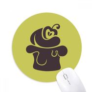 Dıythinker Kiraz Dondurma Siyah Siluet Baskılı Yuvarlak Kaymaz Kauçuk Mouse Pad