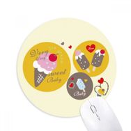 Dıythinker Kiraz Kalp Popsicle Tatlı Dondurma Baskılı Yuvarlak Kaymaz Kauçuk Mouse Pad