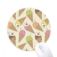 Dıythinker Kiraz Kremi Çikolata Dondurma Baskılı Yuvarlak Kaymaz Kauçuk Mouse Pad