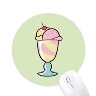 Dıythinker Kiraz Tatlı fincan dondurma Baskılı Yuvarlak Kaymaz Kauçuk Mouse Pad