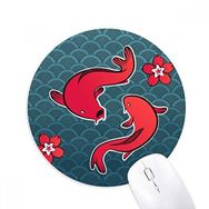 Dıythinker Kırmızı Balık Japonya Çin Şanslı Baskılı Yuvarlak Kaymaz Kauçuk Mouse Pad