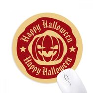 Dıythinker Kırmızı Baskılı Yuvarlak Desenli Cadılar Bayramı Balkabağı Baskılı Yuvarlak Kaymaz Kauçuk Mouse Pad