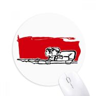 Dıythinker Kırmızı Bayrak Erkek Kadın Kalem İllüstrasyon Baskılı Yuvarlak Kaymaz Kauçuk Mouse Pad