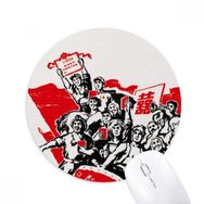 Dıythinker Kırmızı Bayrak Mao Zedong Alıntıları Kırmızı Çin Baskılı Yuvarlak Kaymaz Kauçuk Mouse Pad
