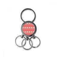 Dıythinker Kırmızı Bej Kar Tanesi Şekilli Sekizgen Kalp Şekilli İskandinav İllüstrasyon Desen Metal Anahtarlık