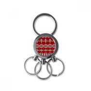 Dıythinker Kırmızı Beyaz Düzensiz Daire Dikey Tahıl Örgü İskandinav İllüstrasyon Desen Metal Anahtarlık