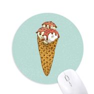 Dıythinker Kırmızı Beyaz Yumurta Konileri Dondurma Topu Baskılı Yuvarlak Kaymaz Kauçuk Mouse Pad
