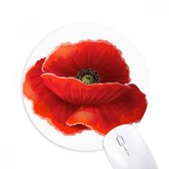 Dıythinker Kırmızı Çiçek Boyama Mısır Gelincik Sanatı Baskılı Yuvarlak Kaymaz Kauçuk Mouse Pad